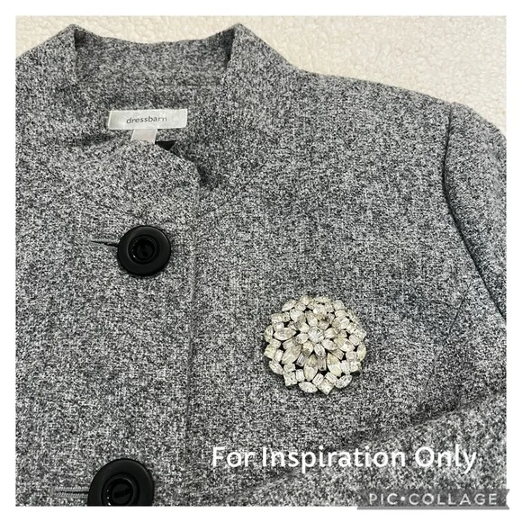 Vintage JOSEPH WARNER Signed Dome Clear Rhinestone 1960s Brooch - Picture 12 of 12